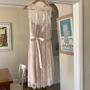 Anthropologie BHLDN lace dress cream/rose sz 8